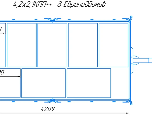Прицеп Treiler Модель 829820 Исполнение 4,2х2,1 КПП ++/14